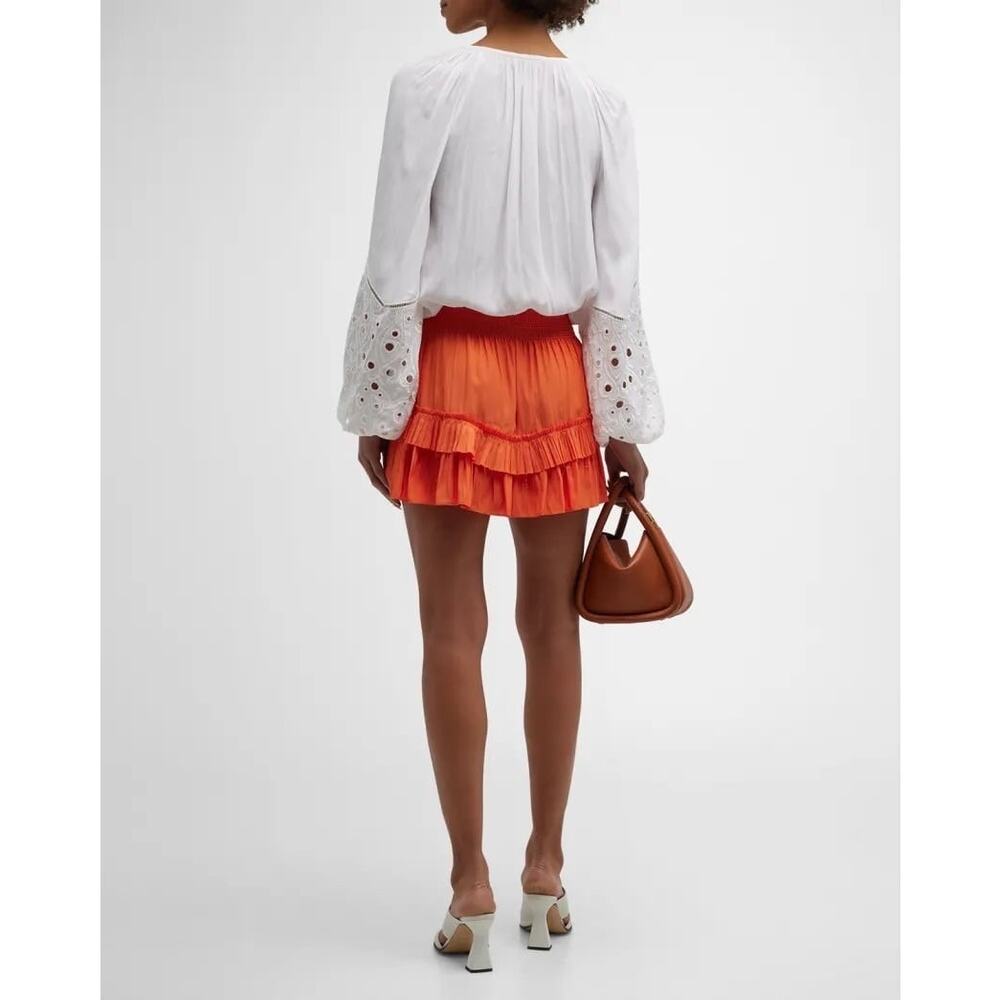 Ramy Brook Wendy Tiered Mini Skirt in Poppy Size Medium - Picture 2 of 9